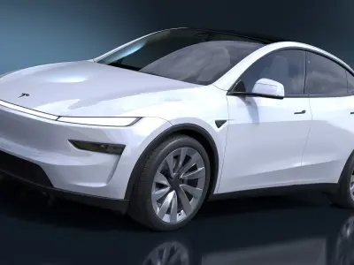 White 2025 Tesla Model Y Juniper Simplified 3D model