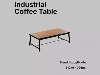 Industrial Coffee Table - Ultra-lightweight game-ready asset Low-poly 3D model