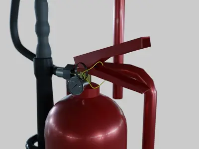 Fire Extinguisher with Support - Safety and Emergency Equipment Low-poly 3D model