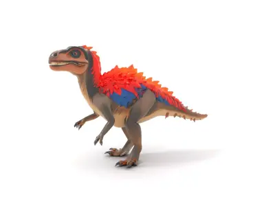 Fiery Feathered Dinosaur model pack Low-poly 3D model