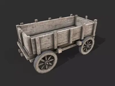 Medieval Environment Props 2 Carts  Wagons Pack Low-poly 3D model