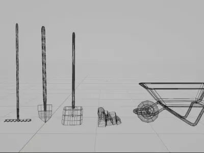 Low Poly Garden Tools Low-poly 3D model