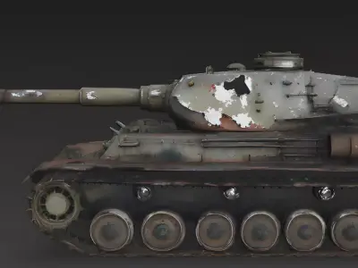 Realistic Wrecked WWII Tank 3D Model Low-poly 3D model