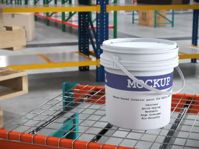 Mockup Plastic Paint Bucket White 3D model
