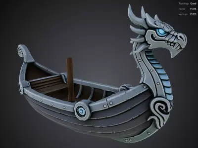 Silver Dragon Boat 3D model