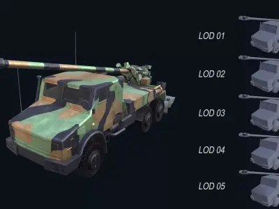Asset - Army - CAESAR SP Howitzer 3D Model Realistic Low-poly 3D model