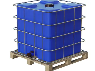 Plastic Water Tank On Pallet Low-poly 3D model