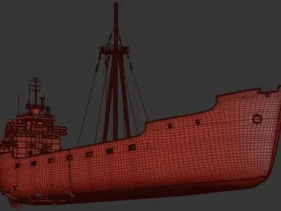 Abondened Ship Low-poly 3D model