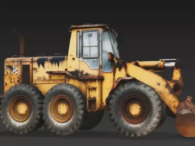Abandoned Industrial Wheel Loader 3D Model Low-poly 3D model