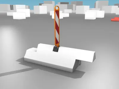 White and Red Road Traffic Barrier - Part 16 - Low-poly 3D model