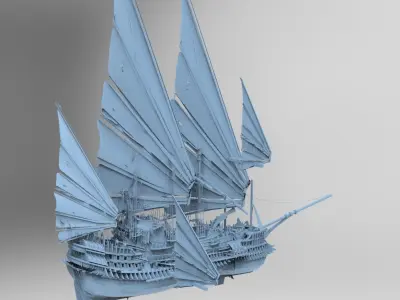 Great Khan Ocean Battleship  Low-poly 3D model