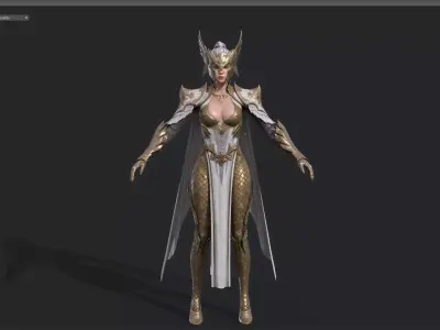 Female warrior Low-poly 3D model purchase