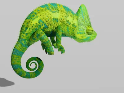 Green Chameleon Low-poly 3D model
