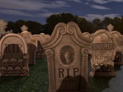 Cemetery Low-poly 3D model purchase