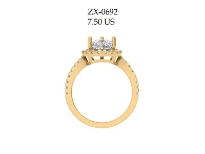 Pear Solitaire Ring 3D print model 6
