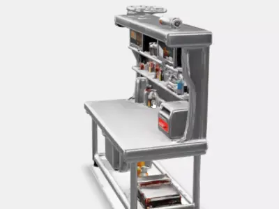 Industrial Metal Workbench Low-poly 3D model