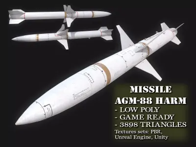 Missile AGM-88 HARM Low-poly 3D model