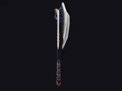 Axe Twohanded Large Weapon Cutting Fantasy Melee Hatchet  Low-poly 3D model