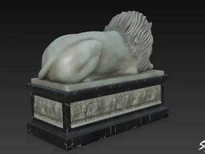 Lion Statue V15 Low-poly 3D model