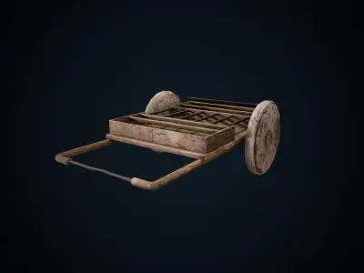 Cart model wooden medieval  Low-poly 3D model