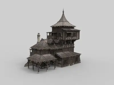 Medieval house fantasy 12 Low-poly 3D model