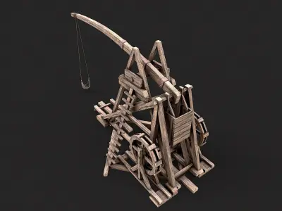 Medieval Siege Trebuchet 4 Low-poly 3D model