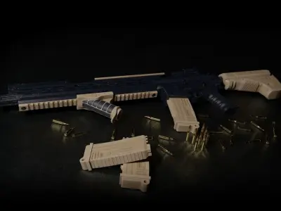 MG- 56 Assault rifle Low-poly 3D model