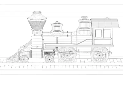 Vintage Steam Train Locomotive  Colorful ToyLike  3D model