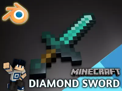Minecraft Diamond Sword Model Low-poly 3D model
