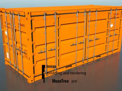 Shipping Container 20ft Dry Van Open Side Rigged 3D 3D model