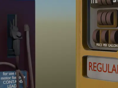 Vintage Gas Pump Pack - Retro Fuel Dispenser Low Poly PBR Low-poly 3D model