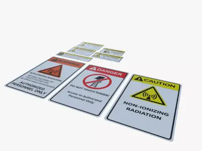 Hazard warning signs Low-poly 3D model