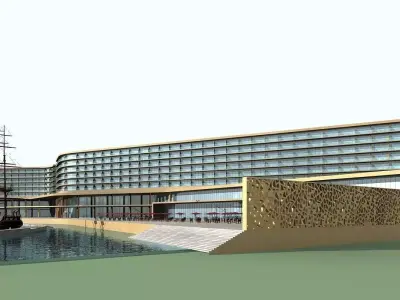 Hotel Building 3D model 5