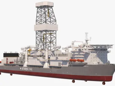 Offshore Oil and Gas Operational Drilling and Laying Vessels 3D model
