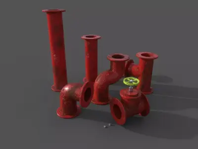 Pipes collection set of pipe fittings Low-poly 3D model