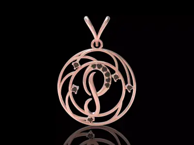 Alphabet P Diamond Pendant 3D print model