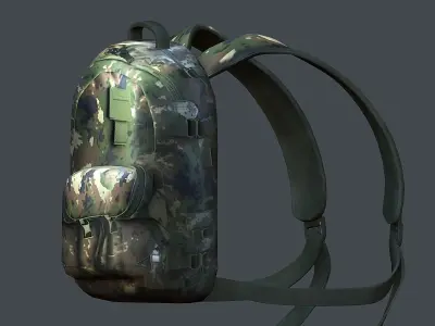 Backpack military combat Black baggage Low-poly 3D model Low-poly 3D model purchase
