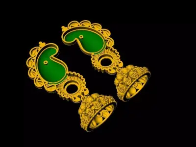 Designer Jhumka Earring - 0013 3D print model