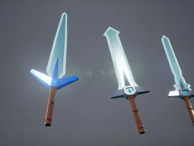 LowPoly Medieval Sword Pack Low-poly 3D model