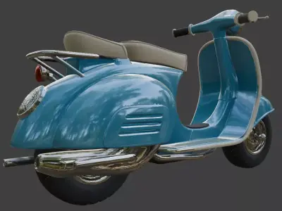 Vintage Retro Scooter 3D Model 3D model 2