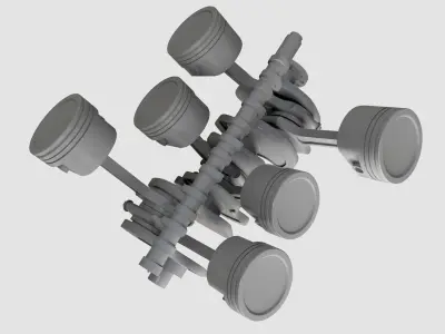 Crankshaft with pistons Free 3D model