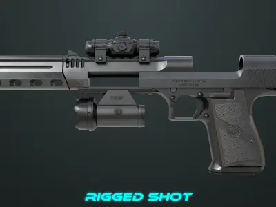 Pistol 10 Black Generic All PBR UE Textures Low-poly 3D model