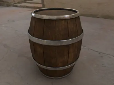 Barrel Low-poly 3D model 5