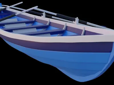 Boat -Skiff with oars 3D model