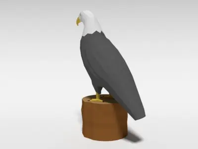 Low Poly Cartoon Bald Eagle Low-poly 3D model