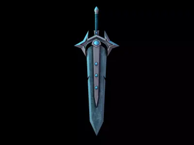 Lowpoly sword handpainted textures Free low-poly 3D model