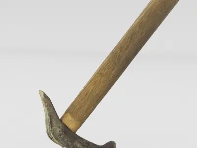 Hammer High Poly with wooden handle 3D model