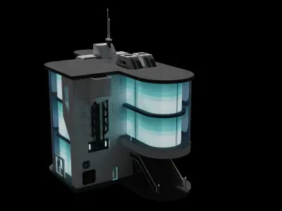 Sci-fi building laboratory Low-poly 3D model