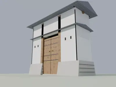 Japanese Castle Gate - Yaguramon Low Poly 3D Model Low-poly 3D model
