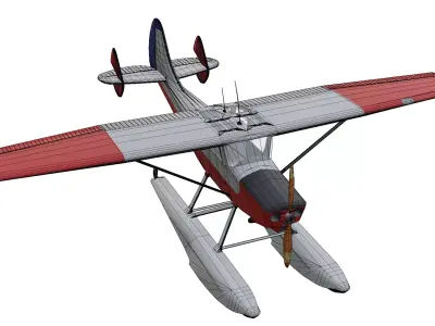 Seaplane Cessna L-19 Bird Dog Low-poly 3D model